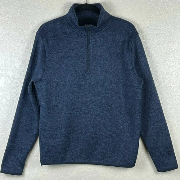 J.Crew Sweater Men's Sz S Pullover Fleece 1/4 Zip Mock Neck Heather Blue - Picture 2 of 7